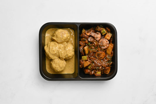 Albóndigas suecas con champiñones salteados