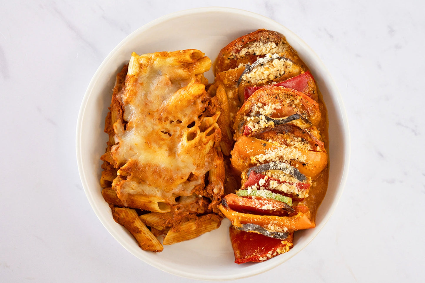 Ratatouille con Pasta Arrabiata