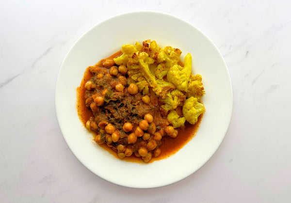 Garbanzos con acelgas y coliflor al curry