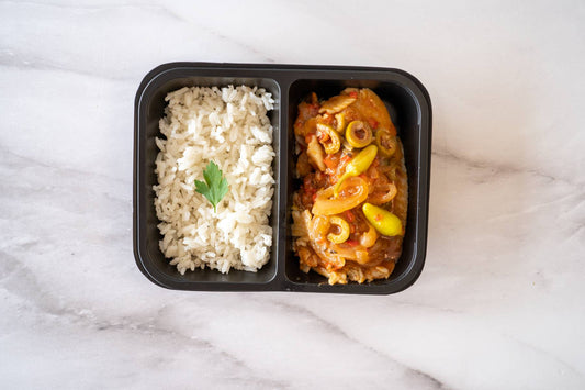 Pescado a la veracruzana con arroz